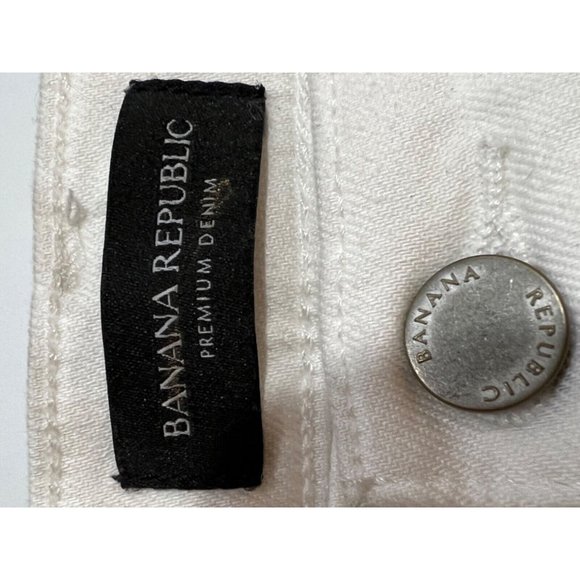 NWT BANANA REPUBLIC High Rise Skinny Ankle Jeans Sz 34 White Stretch #668482 - Picture 5 of 7